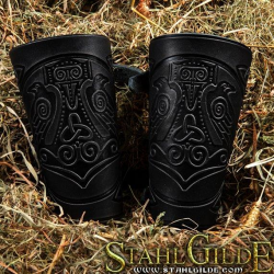 Leather Cuffs Thor's Hammer Mjolnir Vikings Celtic design